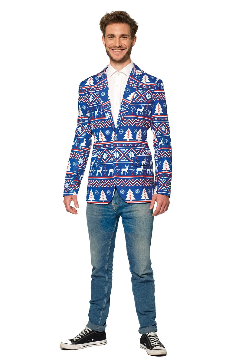 Blauwe Noordpool Kerst Colbert Heren