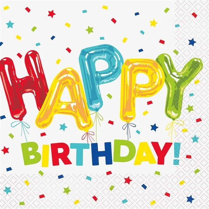 Servetten Happy Birthday Gekleurd - 16 Stuks