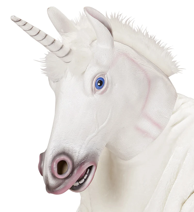 Eenhoorn masker met pluche haren