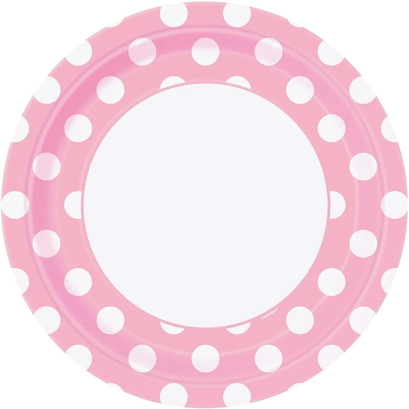 Feestbordjes Roze Met Stippen - 8 Stuks