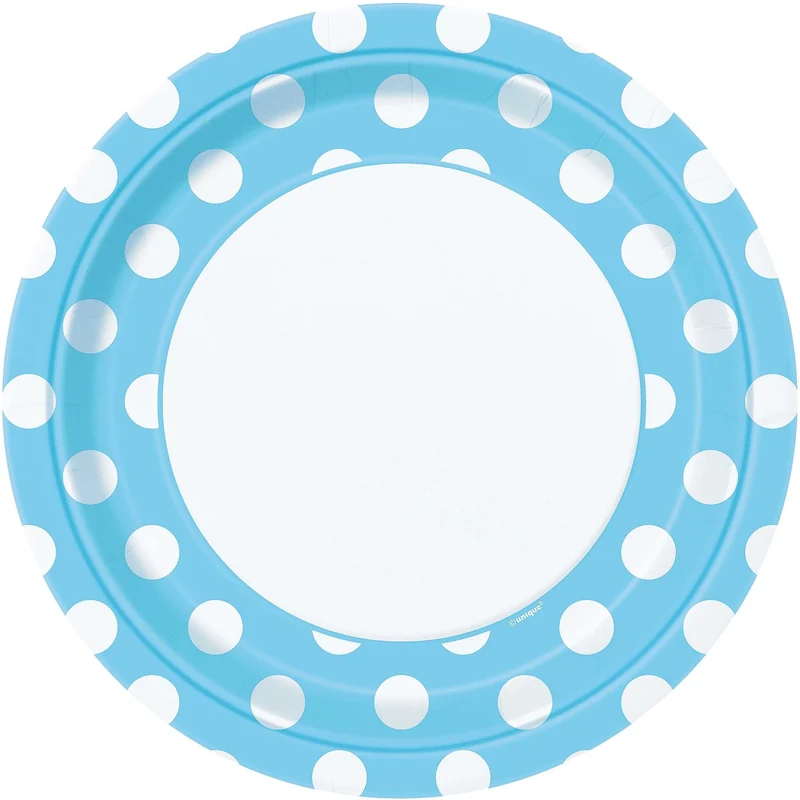 Feestbordjes Blauw Met Stippen - 8 Stuks