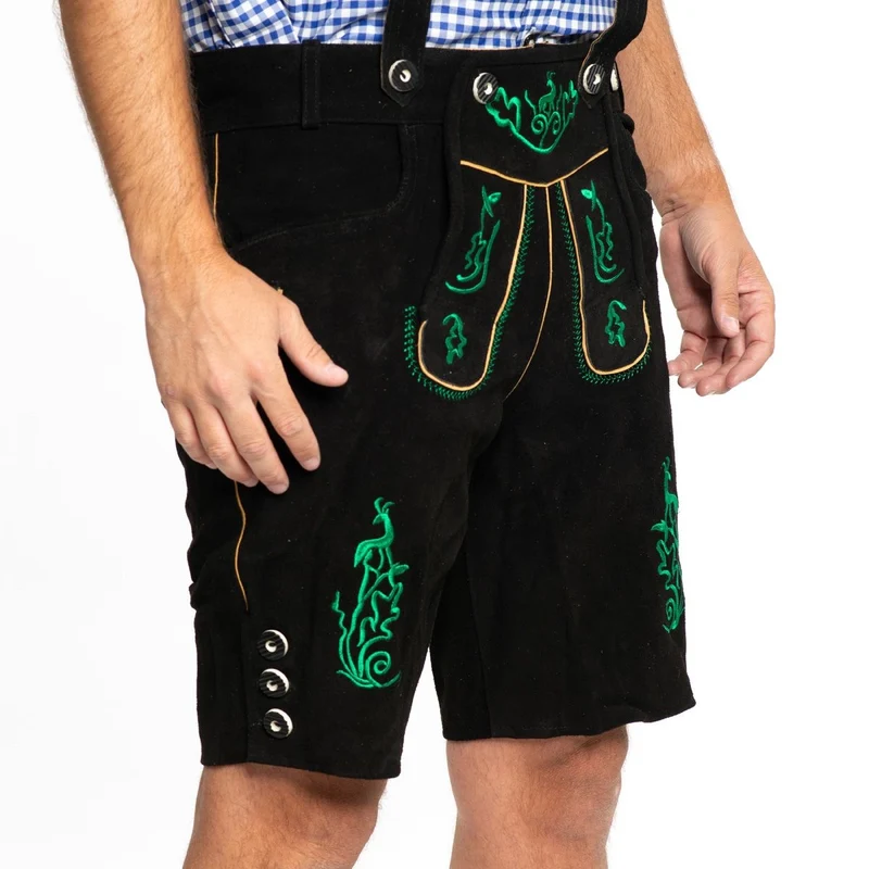 Lederhosen kort zwart/groen Otto