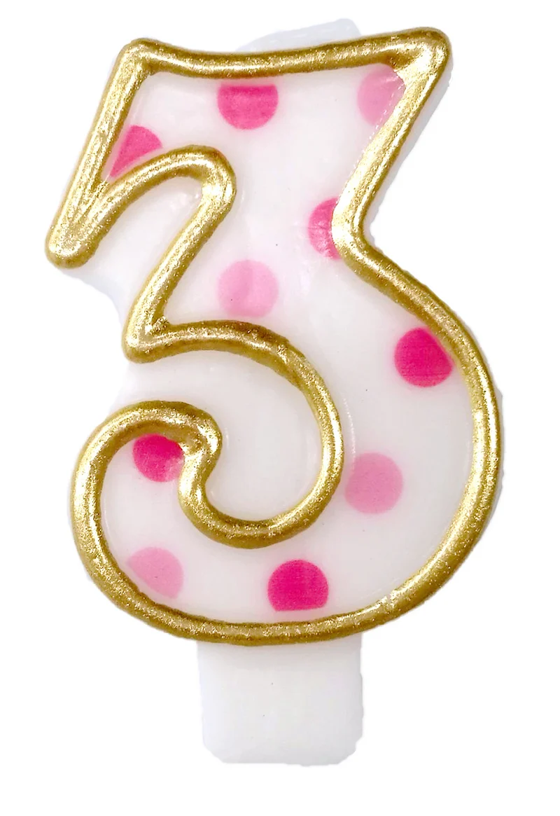 Cijferkaars roze '3' gespikkeld