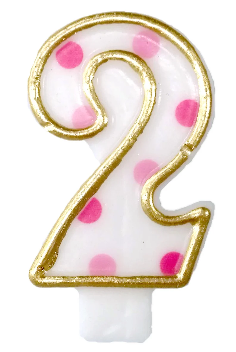 Cijferkaars roze '2' gespikkeld