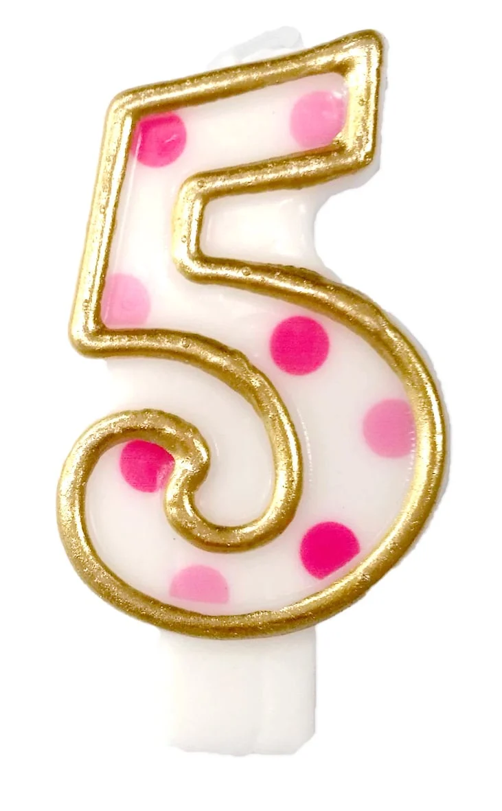 Cijferkaars roze '5' gespikkeld