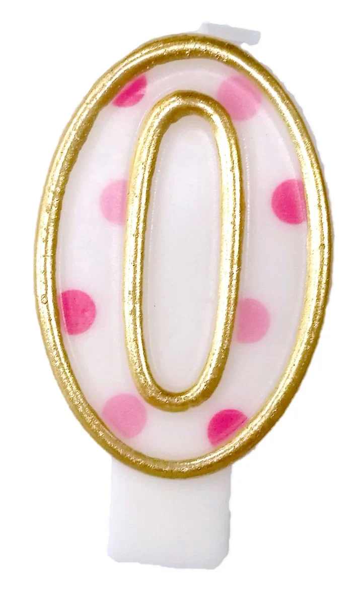 Cijferkaars roze '0' gespikkeld
