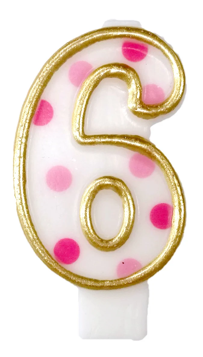 Cijferkaars roze '6' gespikkeld