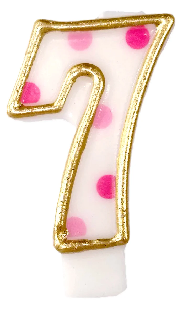 Cijferkaars roze '7' gespikkeld