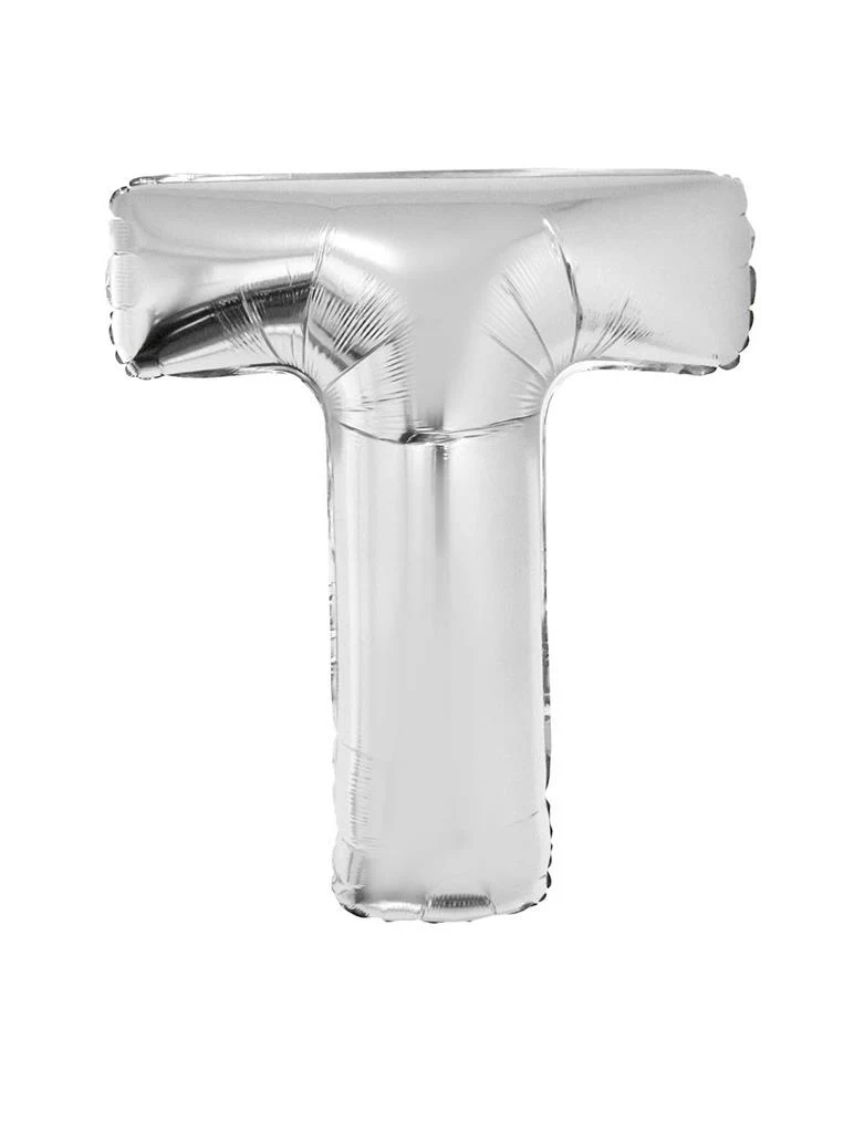 Grote folie ballon letter T Zilver