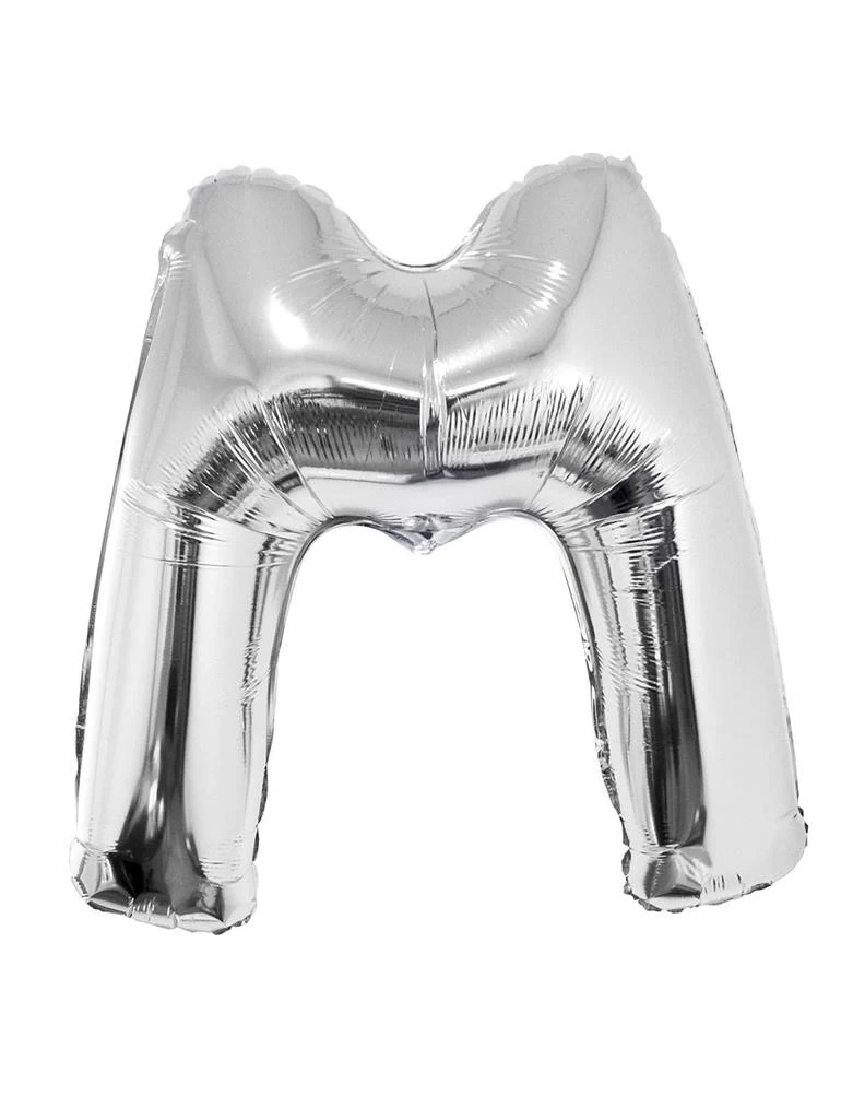 Grote folie ballon letter M Zilver