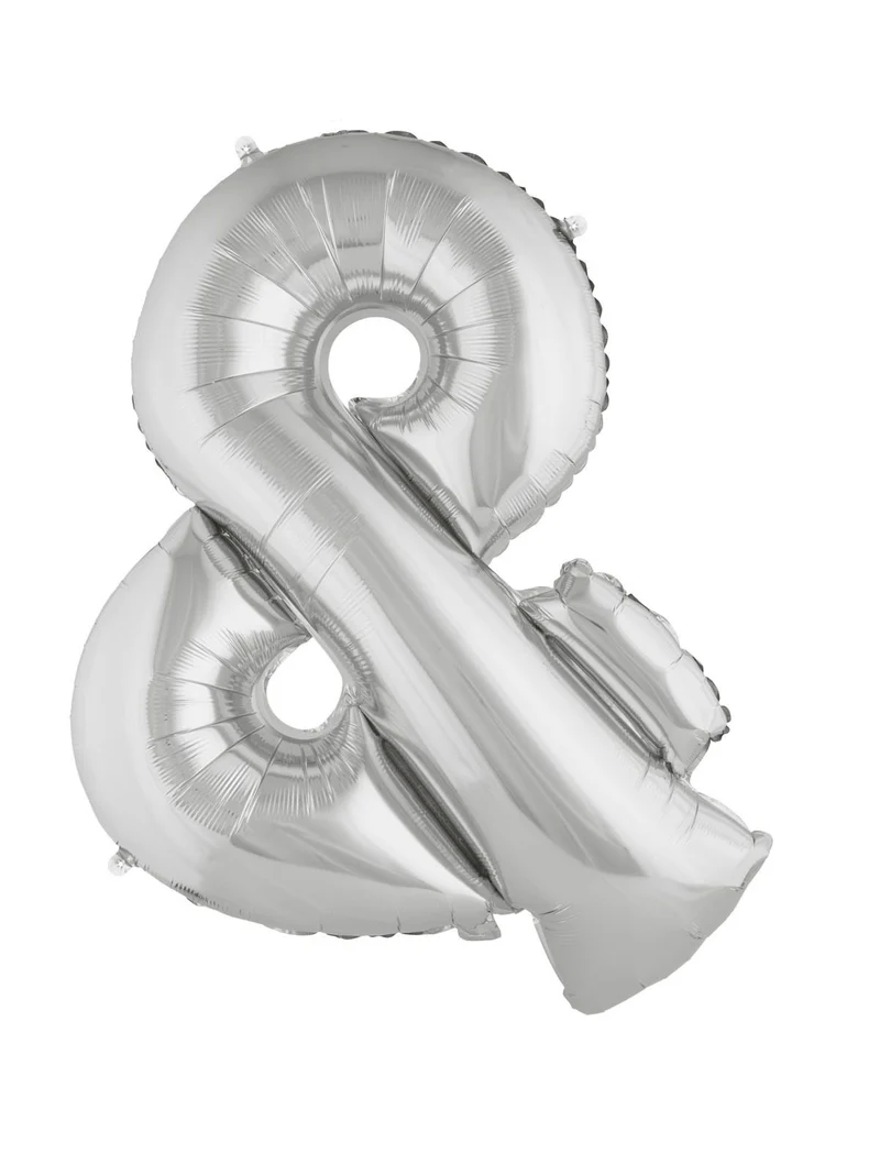 Folieballon Zilver &-teken - 102cm
