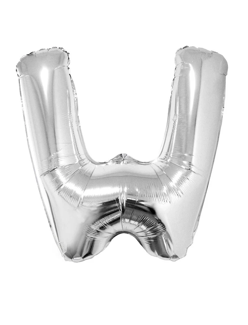 Folieballon Zilver Letter 'W' groot