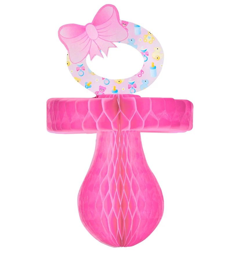 Papieren roze fopspeen voor Baby shower