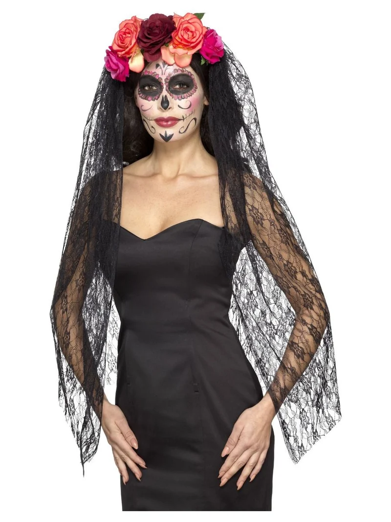 Day of the dead hoofdband met sluier