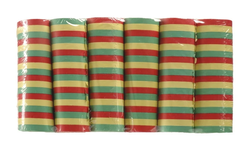 Set 6 Rollen serpentines rood/geel/groen (4 m)