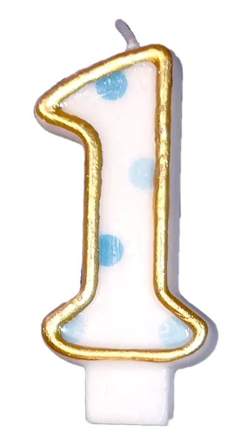 Cijferkaars gespikkeld blauw '1'