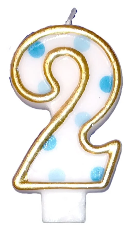 Cijferkaars gespikkeld blauw '2'