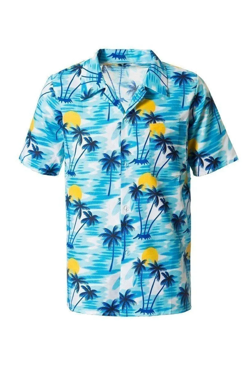 Blauwe Tropische Blouse Palmboom
