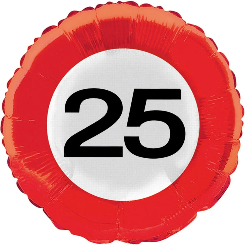 25 Jaar Verkeersbord Helium Ballon - 46 cm