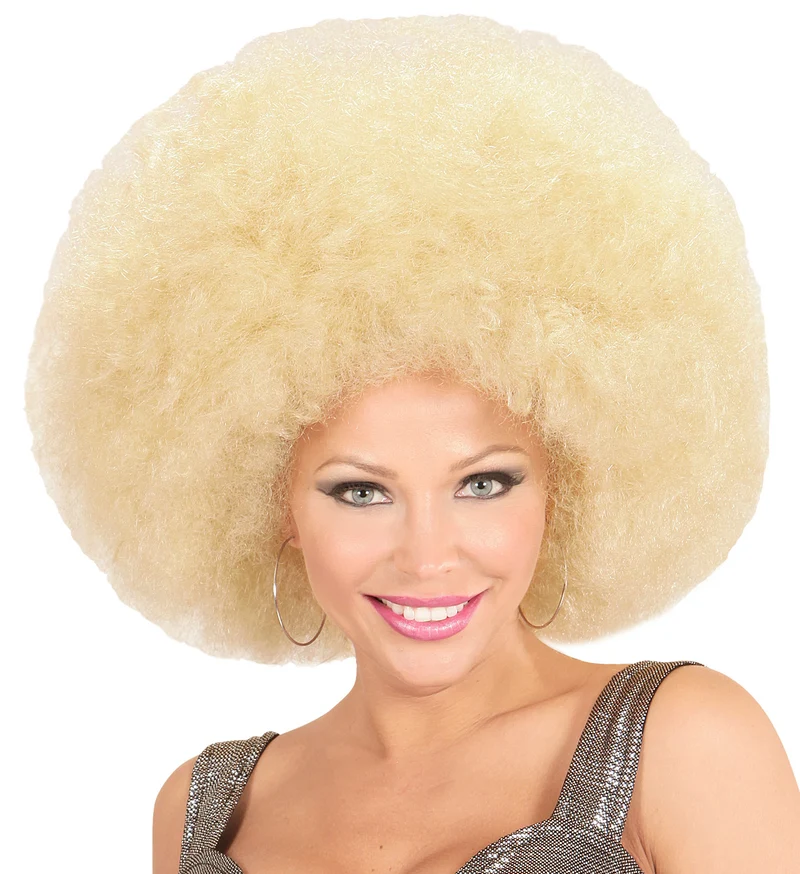 Blonde oversized Afro pruik
