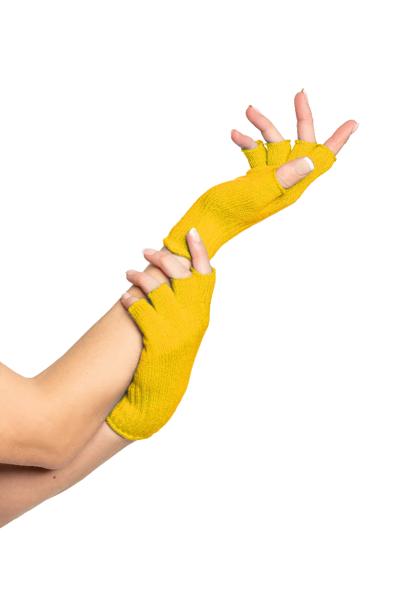 Vingerloze handschoenen geel