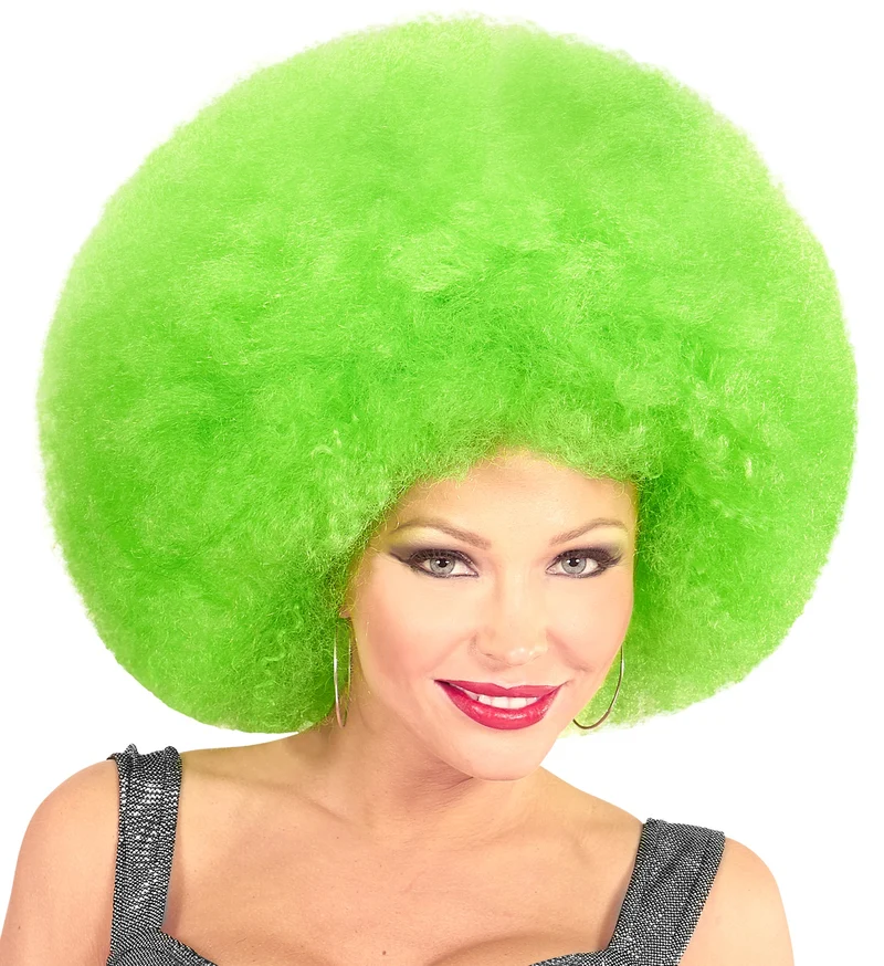 Groene oversized afro pruik