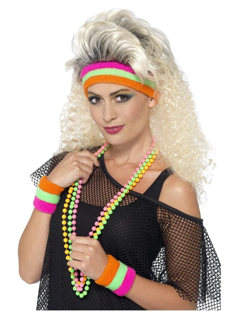 Zweetbanden set neon kleuren