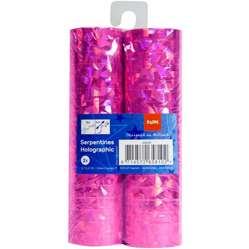 Roze Holografische Serpentines - 2 stuks