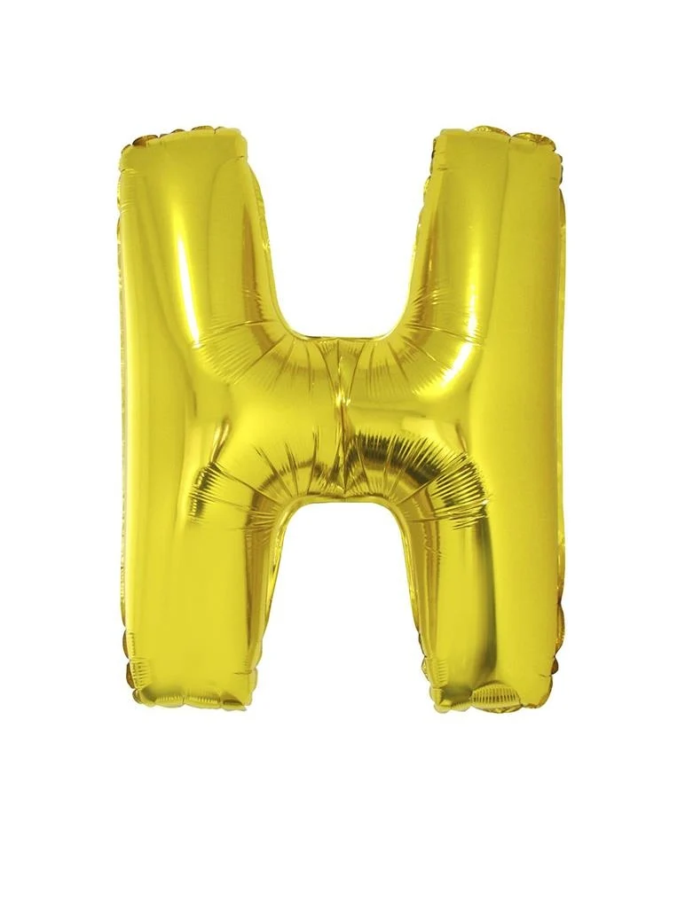 Grote folie ballon letter H Goud