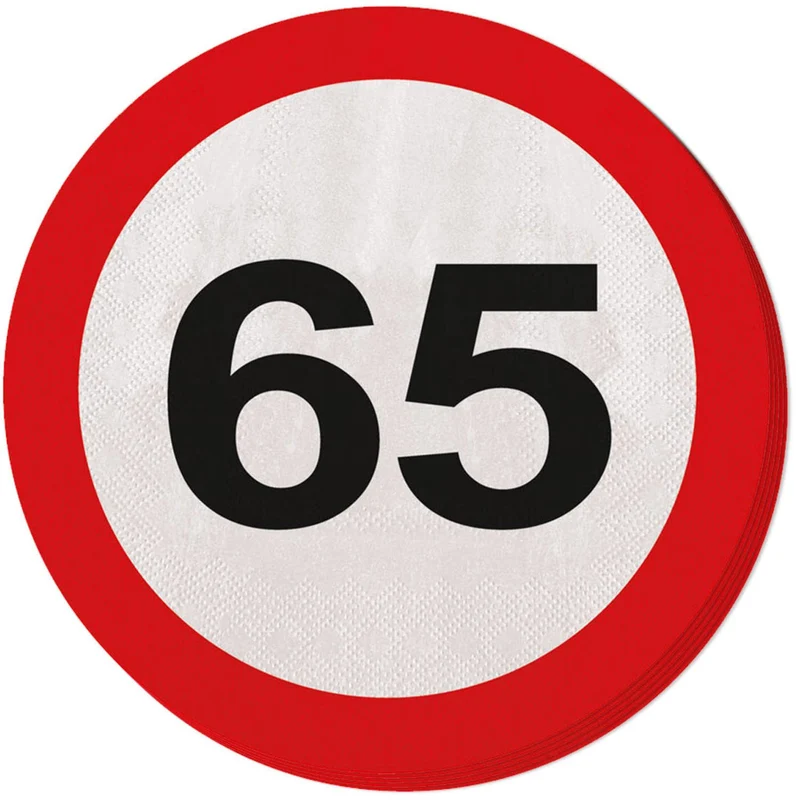 Servetten verkeersbord 65 jaar