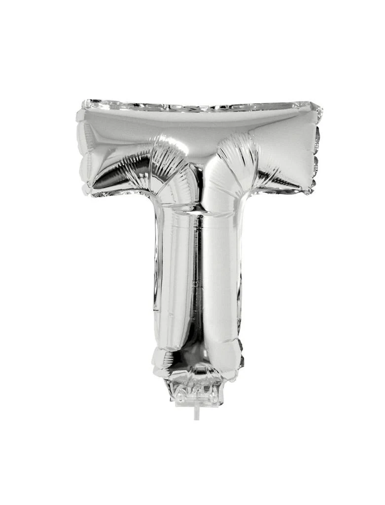 Folie ballon letter T Zilver