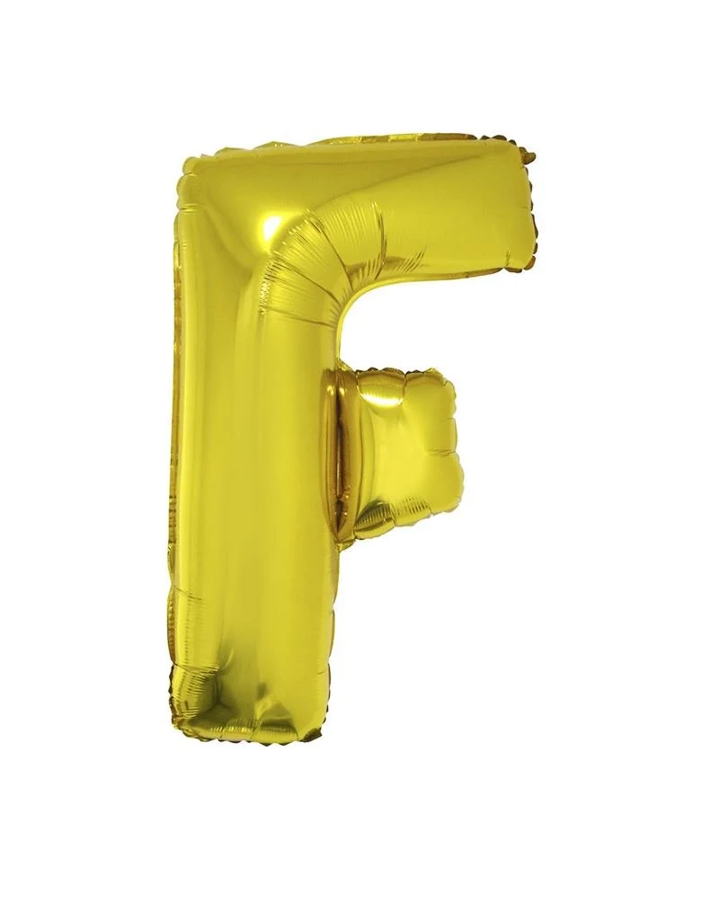 Grote folie ballon letter F Goud