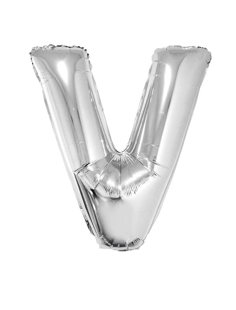 Grote folie ballon letter V Zilver