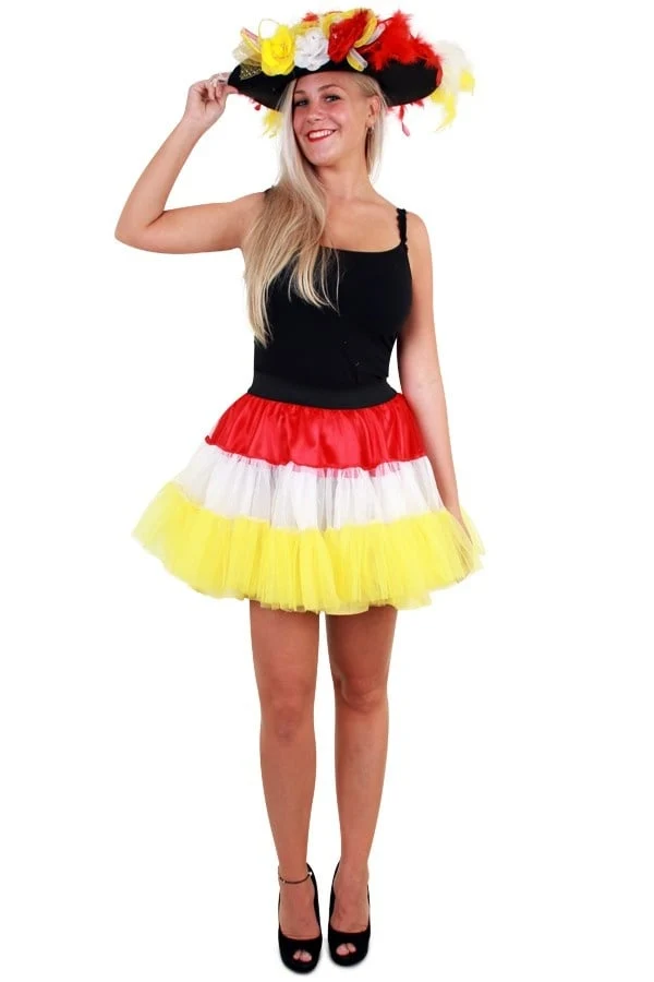 Petticoat rood/wit/geel 3-laags dames