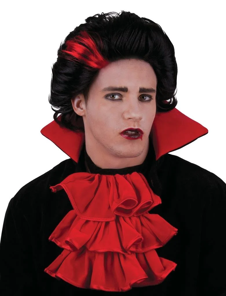 Pruik Vampier zwart/rood