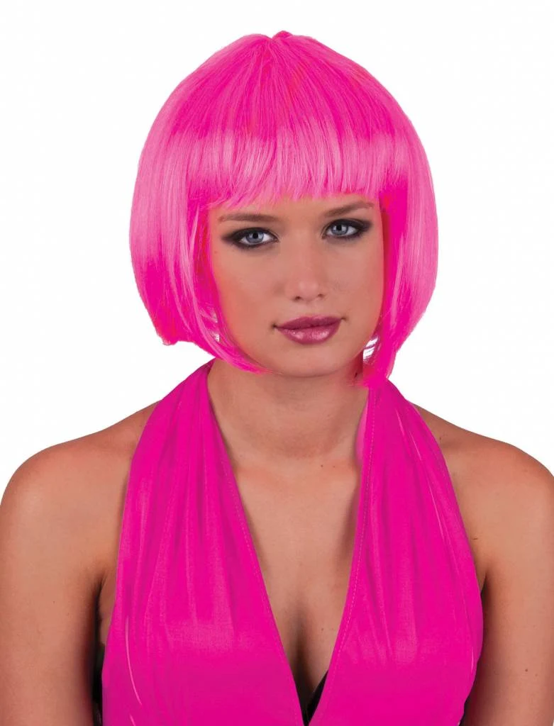 Roze Pruik sexy Holly neon roze