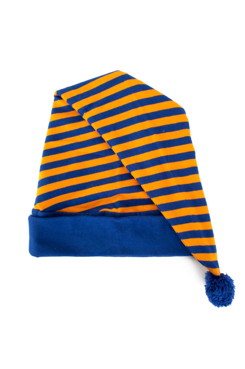 Slaapmuts oranje/blauw gestreept