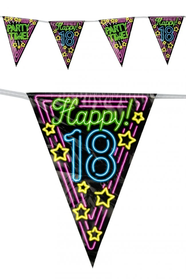 Vlaggenlijn 18 jaar Neon 10 meter