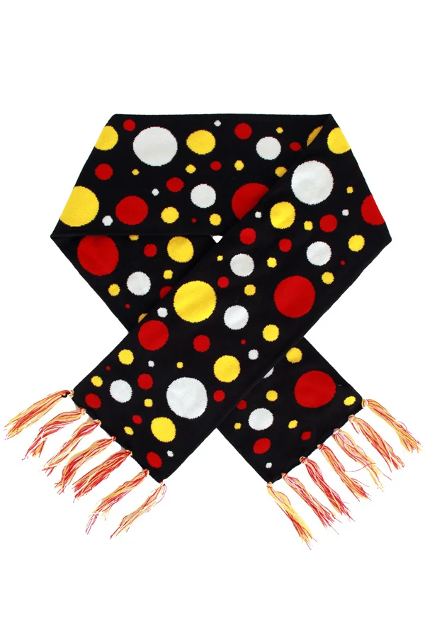 Sjaal rood/wit/geel confetti 160 x 19 cm.