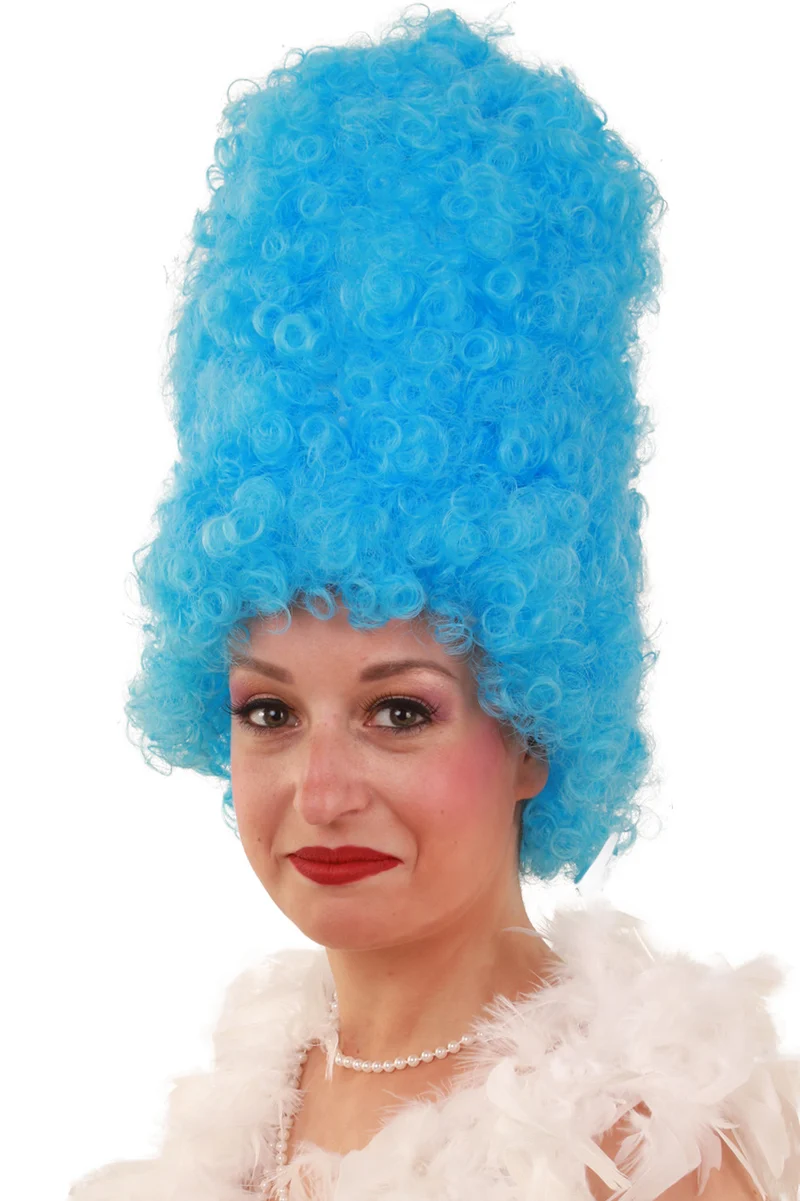 Pruik Curly hoog turquoise