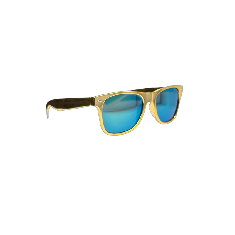 Blues brother bril goud met spiegelglas