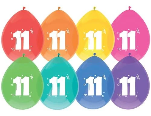 Ballonnen 11 jaar 30cm 8 stuks