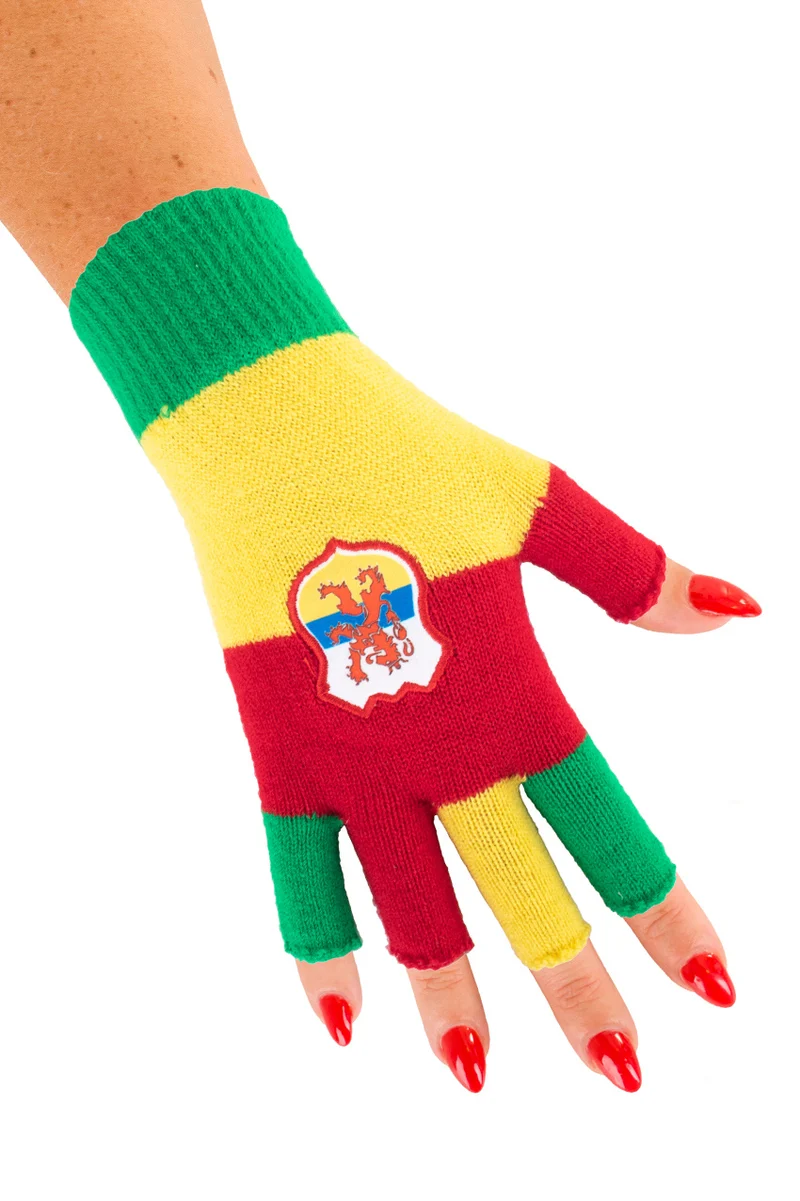 Vingerloze handschoenen rood geel groen wapen
