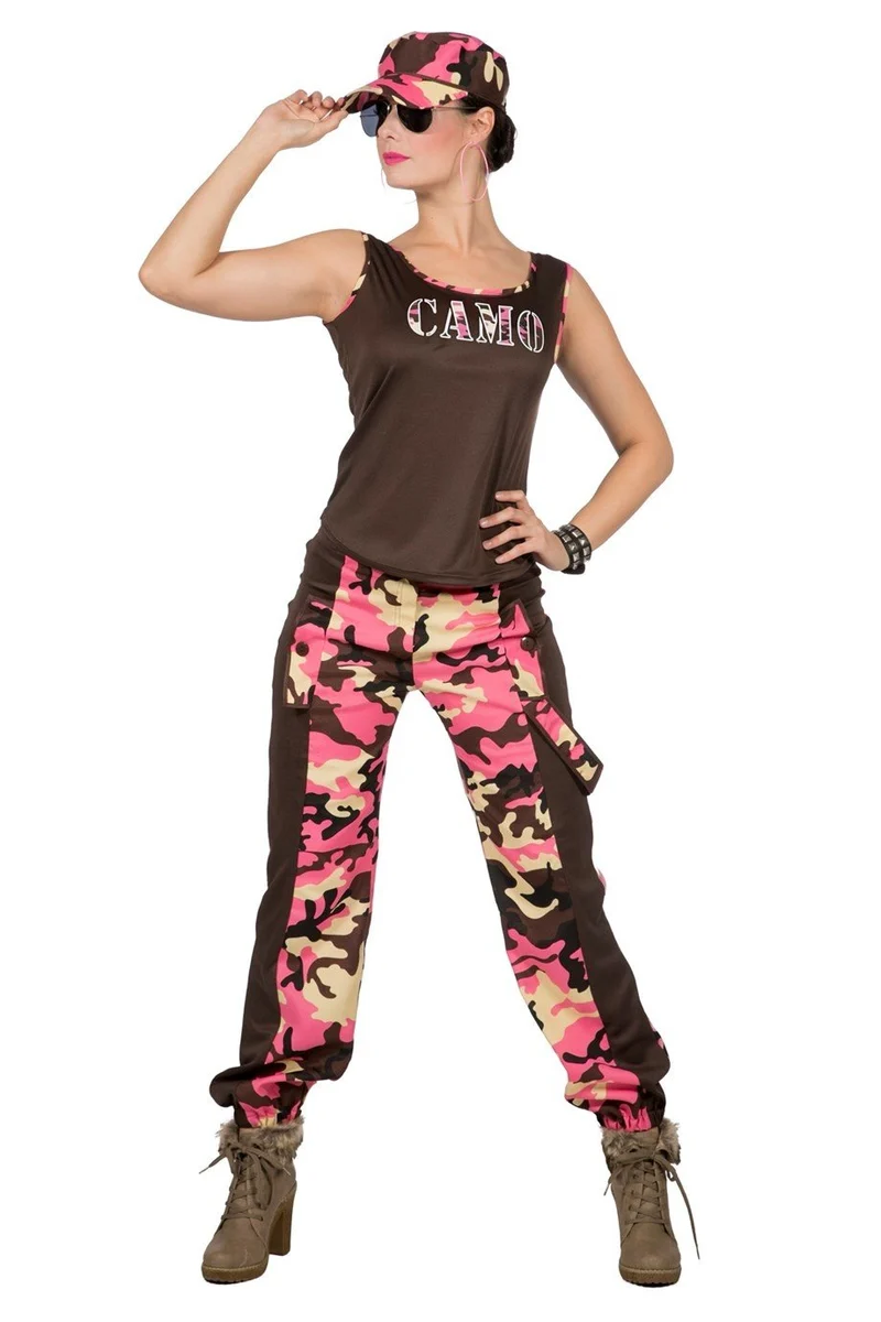 Soldaat Camouflage Kostuum Vrouw Roze