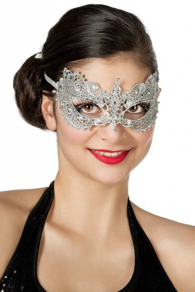 Masker stof met steentjes zilver