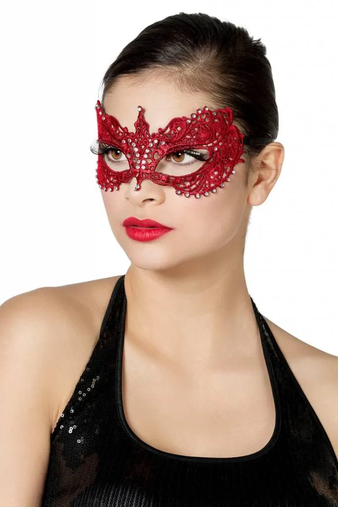 Masker stof met steentjes rood