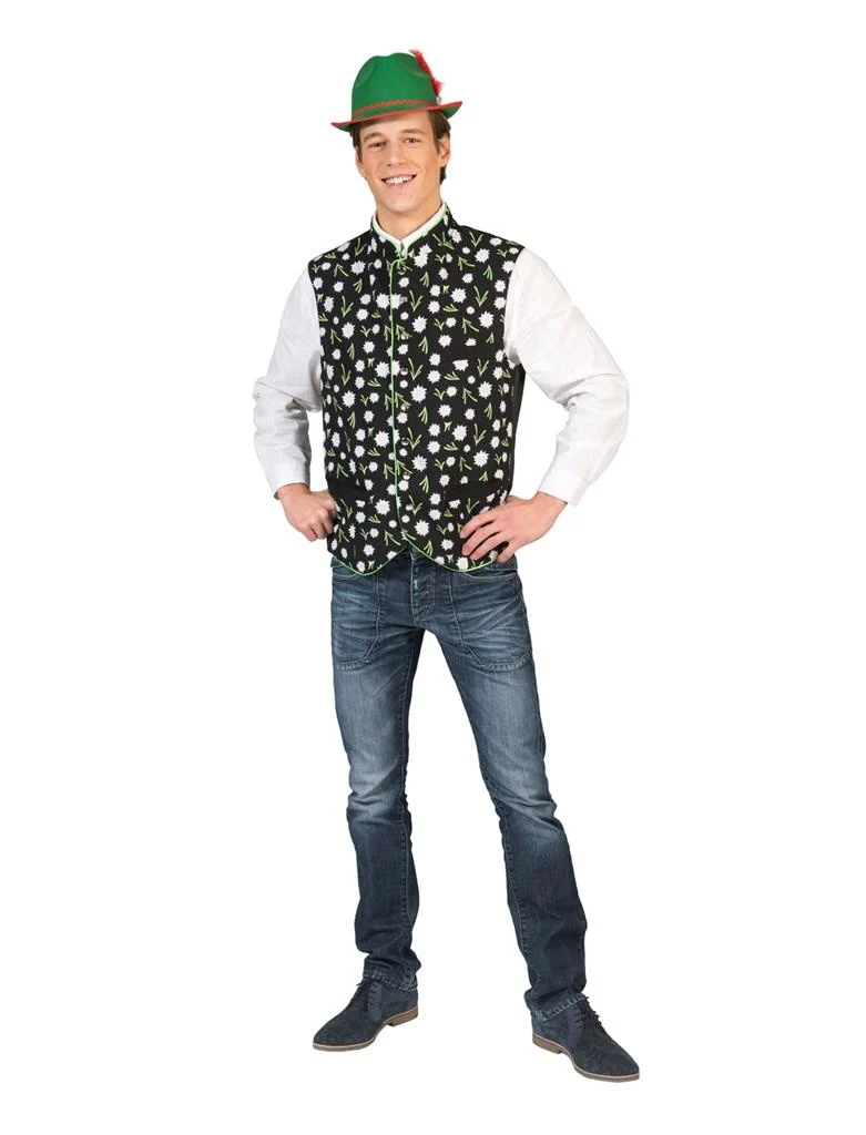 Tiroler vest met edelweis print