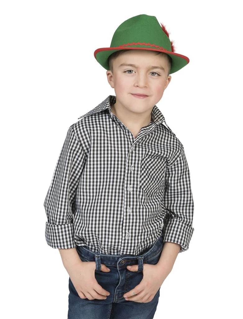 Tiroler blouse zwart wit geblokt