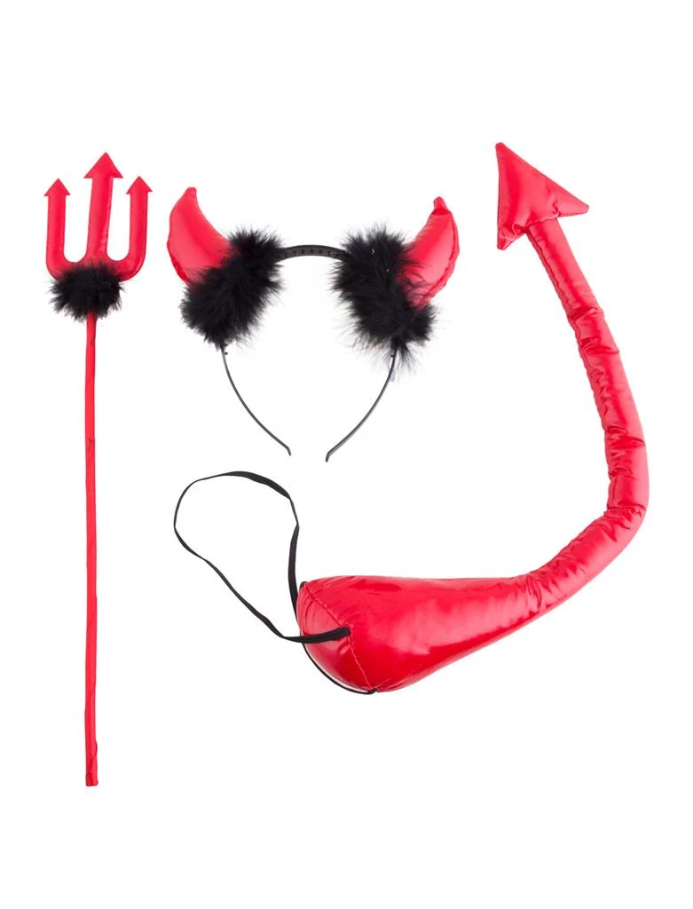 Duivel set driedelig met marabou
