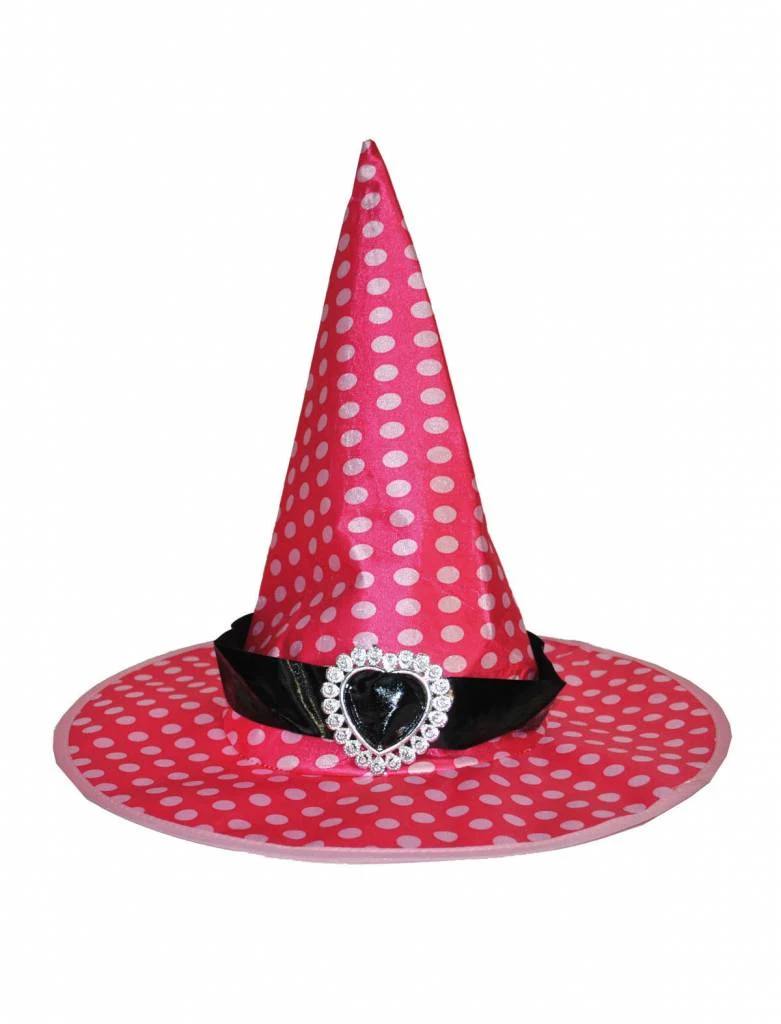 Heksen hoed roze met stippen